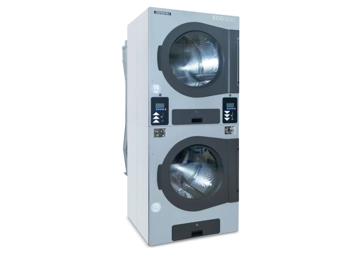Stacked Girbau commercial dryer unit