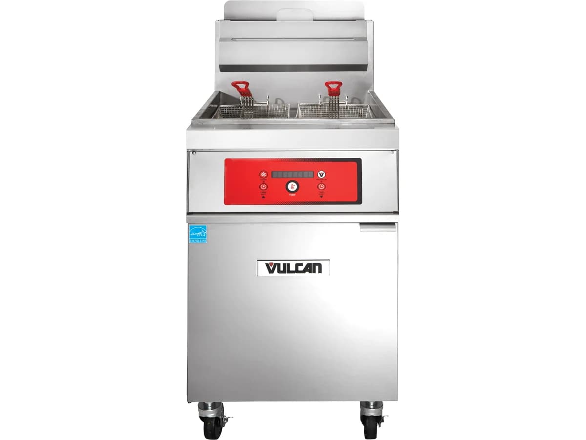 Commercial floor fryer with dual baskets