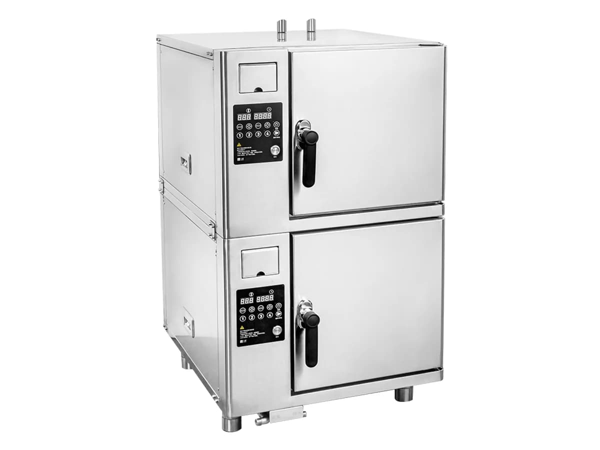 Commercial countertop induction food steamer for hot holding service