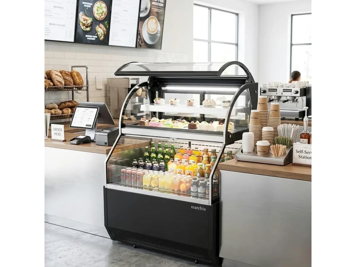 Open-air refrigerated display case merchandiser